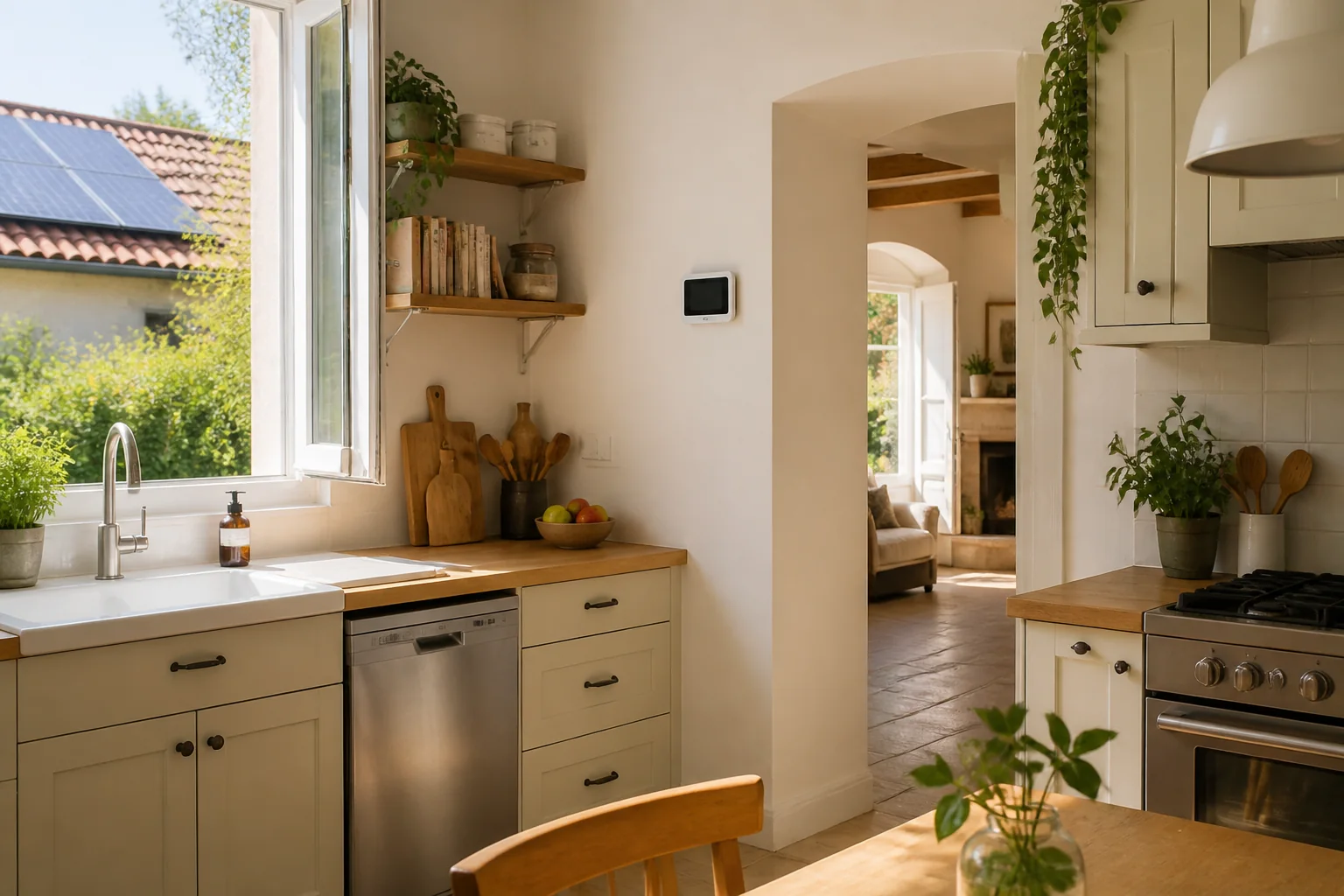 Maison utilisant l’énergie solaire produite en journée